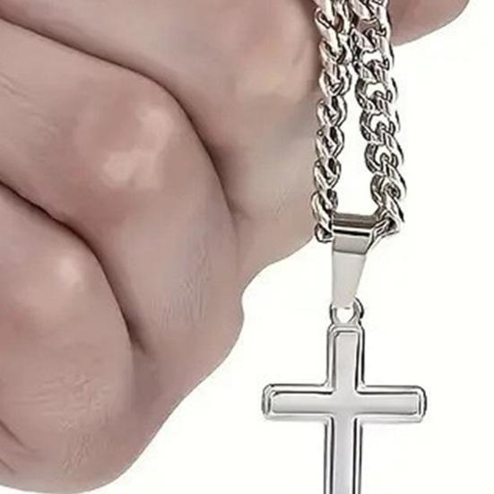 Men Necklace with Card And Box Pendant Thick Hollow Chain Stainless Steel