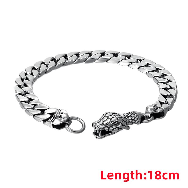 

Factory Price S925 Sterling Silver Handmade Cuban Trend Style Personality Pure S925 Silver Solid Snake Head Bracelet Jewelry With Nice Gift Box&Wide 7MM
