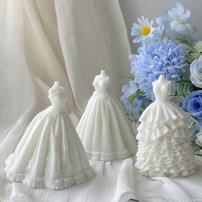 DIY Party Princess Dress Silicone Candle Mold Handmade Aroma Candle Plaster Wedding Dress Ornaments Molds Home Decoration