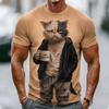 3D A Listless Cat Printed T-shirt Funny Animal Graphic Men's T shirts Casual Daily Streetwear Fashion Short Sleeve Tops