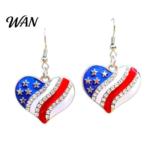 Red White Blue Earrings USA Flag for Women, Patriotic Earrings, American Independence Day Dangle Drop 4th of July Gift Fashion