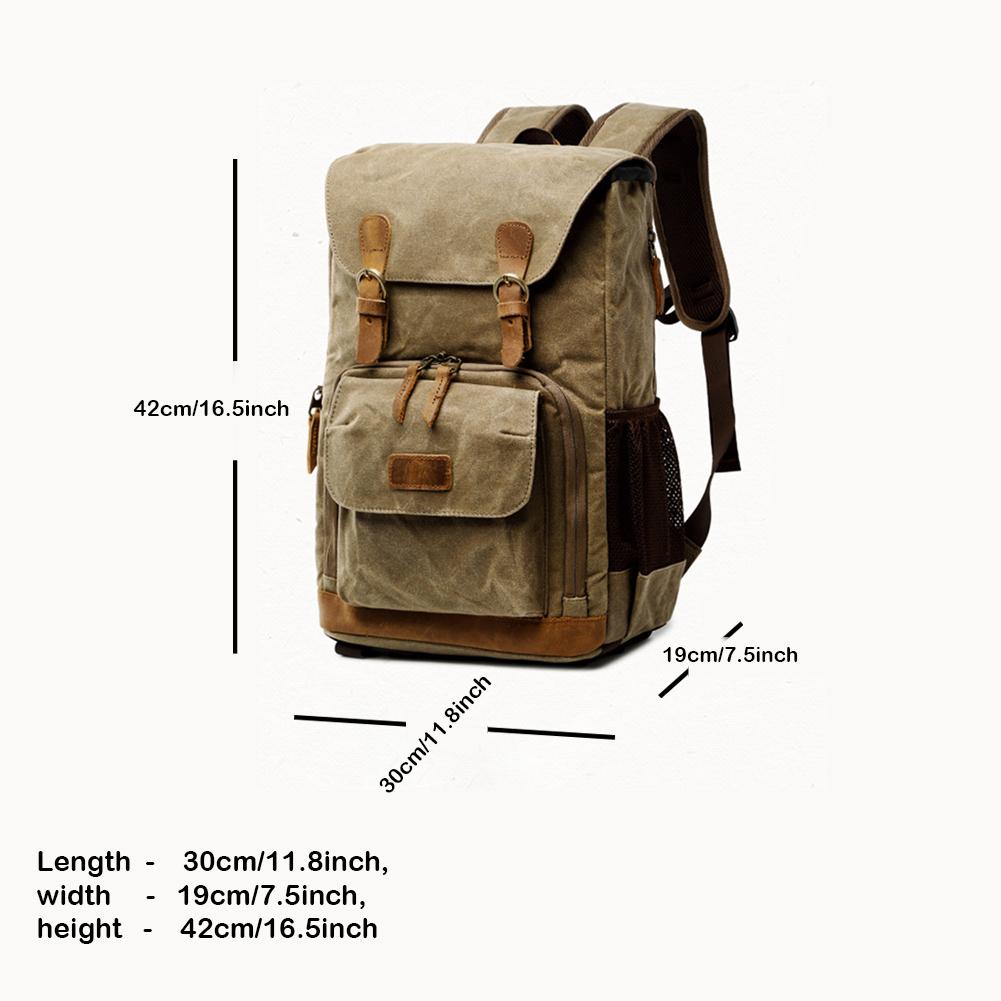 Unisex Canvas Waterproof Photography Outdoor Wear-resistant Large Camera Backpack