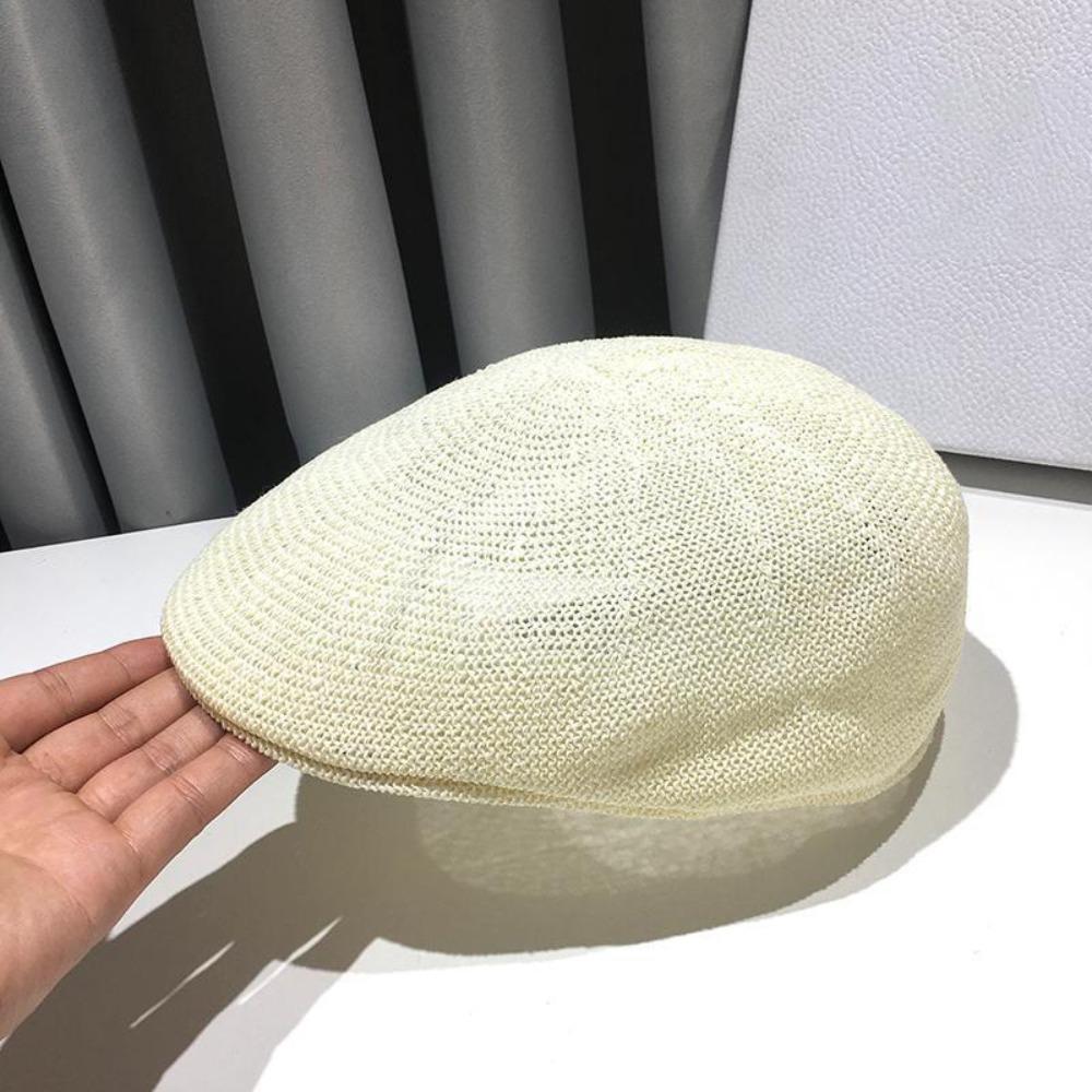 Retro Style Solid Color Straw Hat Adjustable Sun Visor Beach Hat Sun Protection Mesh Breathable Panama Hat Tide Summer