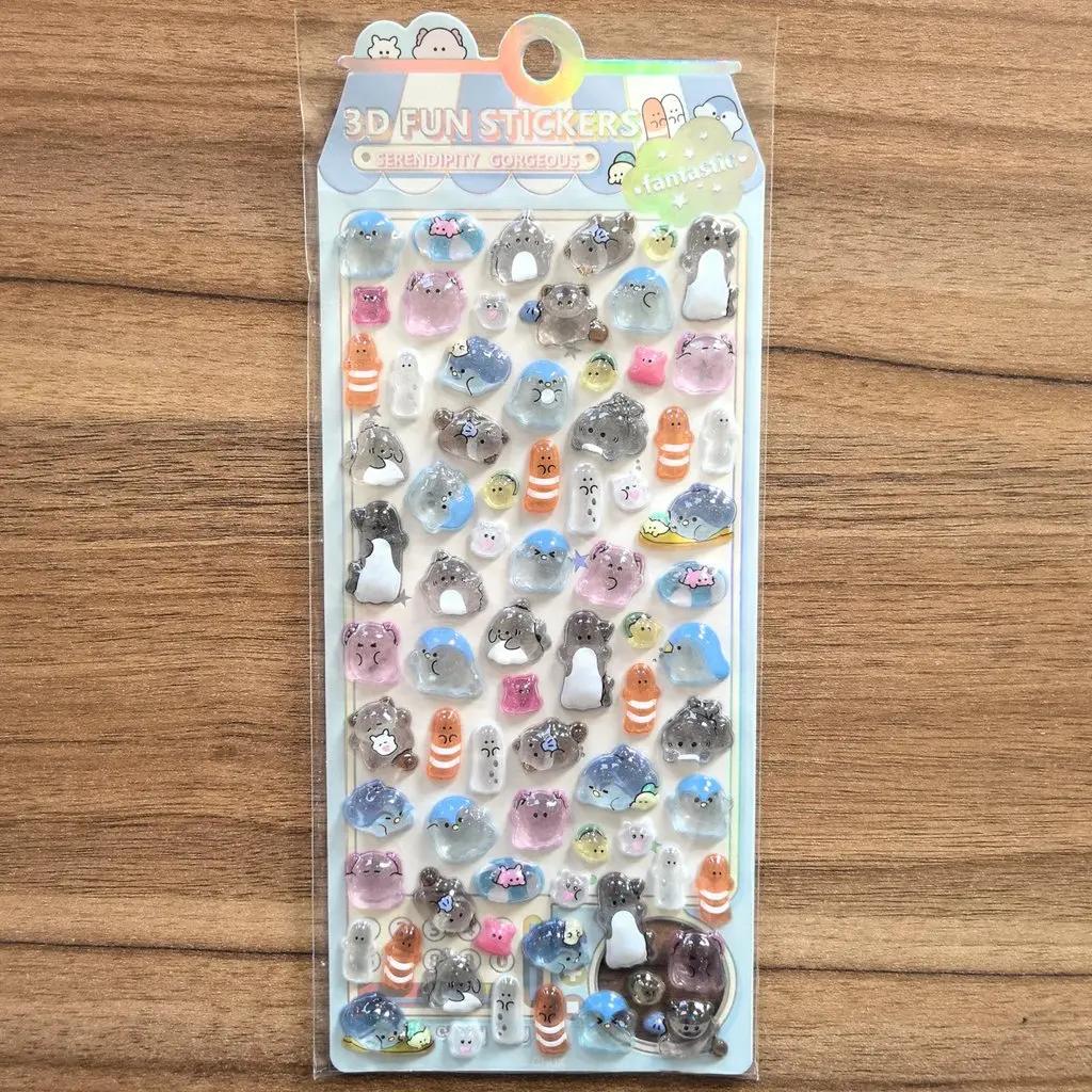 4 Pieces Kids' Cartoon Cute Soft Ghost 3D Stickers Adorable Decals for Phones Notebooks Pencil Cases BulingBulingStickers Store