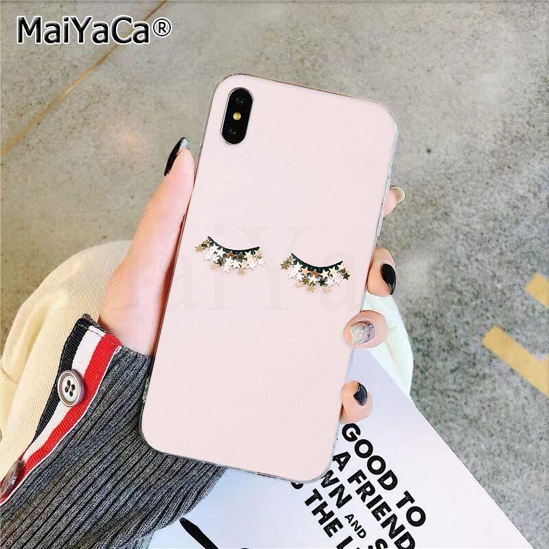 

MaiYaCa eyelash Makeup Lip Painted Phone Cover for iphone 13 SE 2020 11 pro XS MAX 8 7 6 6S Plus X 5 5S SE XR cover iphone 13promax
