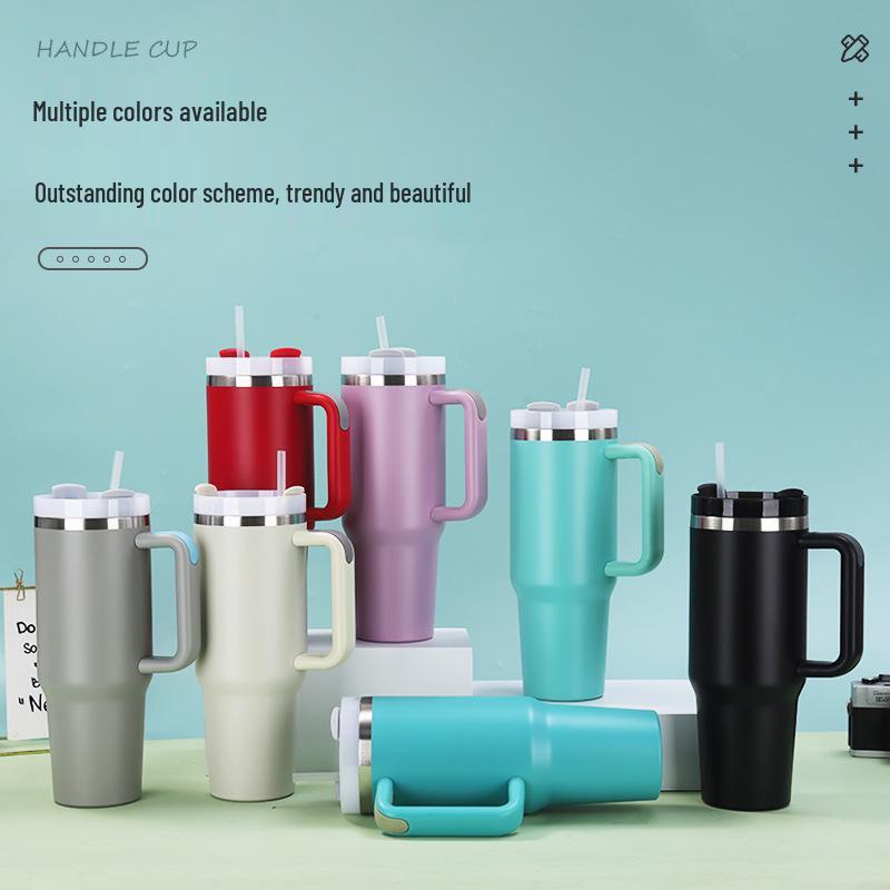 40oz Second Gen Insulated Stainless Steel Cup with Handle & Straw - Large Capacity Cold Preservation.