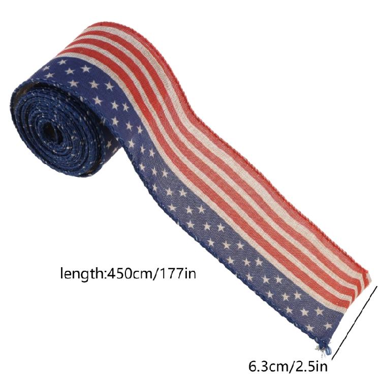 USA Wire Ribbon American Flag Ribbon for Wreaths, Memorials Day Creative Gifts