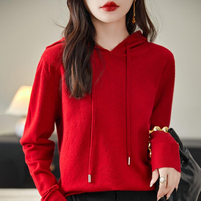 

Весенне-осенний новый вязаный свитер с капюшоном, женская толстовка, свободный и облегающий универсальный верх для ношения внутри и снаружи, базовая рубашка S