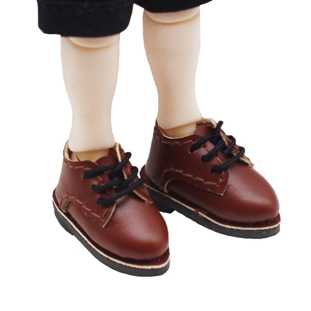 1Pair Round Toe Doll PU Leather Shoes PU Leather BJD Doll PU Shoes 1/12 Bjd Doll Shoes  Clay Dolls