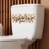 Creative Golden Flower Stickers Toilet Stickers Bathroom Door Wall Wallpaper Self Adhesive Decorative Washroom Vinyl Decals