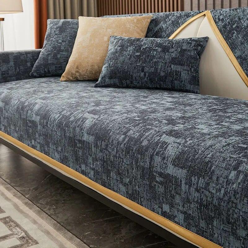 

Роскошный кожаный универсальный чехол для дивана, Нескользящий чехол для подушки с золотой окантовкой, чехол для дивана, полотенце для дивана, современный простой защитный чехол для дивана 70x70cm 1pcs