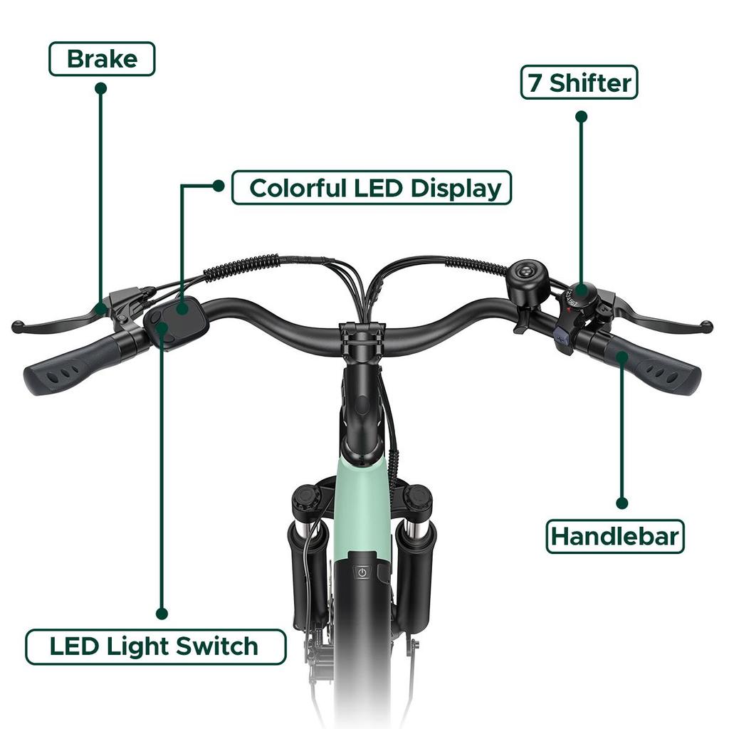 Hillmiles Milecity 1 26 Inch Electric Commuter Bike, 250W City EBike with 7 Speed, 36V 13Ah Removable Battery, Max 80km Range