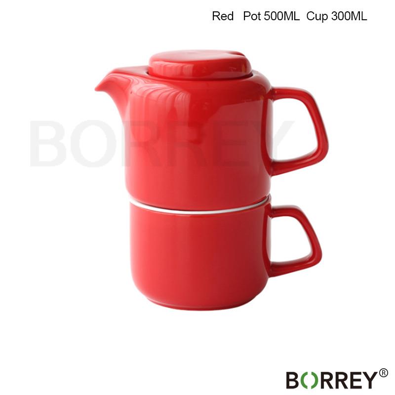 

Цветной керамический цветочный чайник BORREY, офисная кофейная чашка, кружка послеобеденного чая, турецкий чайник с фильтром, Пуэр Улун, кунг-фу, чайная посуда Red