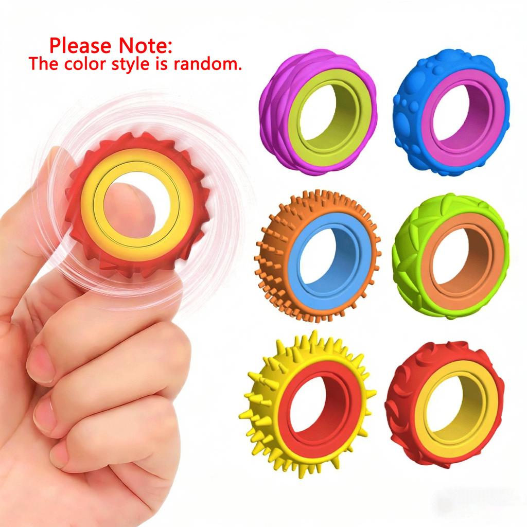 New Spinning Fidget Toys Children'S Silicone Sensory Ring Silicone Stress Relief Fidget Ring Toy For Adhd  Kids