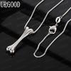Exquisite 925 Sterling Silver Cartoon Dog Bone Pendant Necklace - Stylish Evening Jewelry
