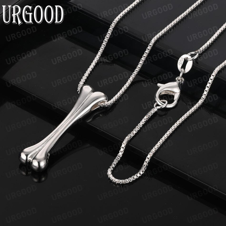 Exquisite 925 Sterling Silver Cartoon Dog Bone Pendant Necklace - Stylish Evening Jewelry
