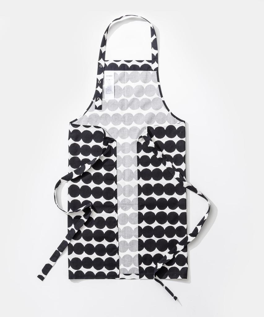 Marimekko 3-Piece Set (2 Aprons and Mittens) 071708 RASYMATTO WHITE/BLACK [Parallel Import]