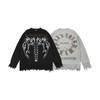 Goth Oversize Knitted Sweater Women Grunge Streetwear Black Graphic Pullover Gothic Grey Y2k Long Sleeve Top Winter