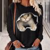 Round Neck 3D Printed Animal Pattern Top Fashionable Casual Long Sleeved Women's T-shirts