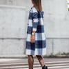 Women's Medium Plaid Double Breasted Long Sleeves Pocketless Coat Outwear