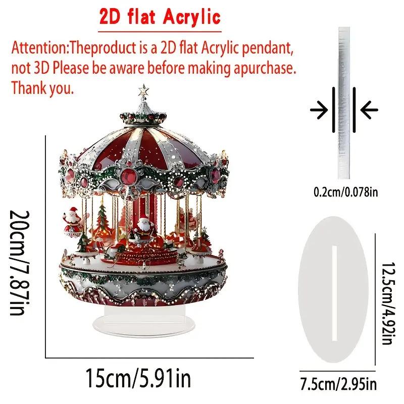 1Pcs Christmas Merry Carousel 2D Christmas Scene Festival Decor Bedroom Office Desktop Ornaments Home Decoration Christmas Gifts
