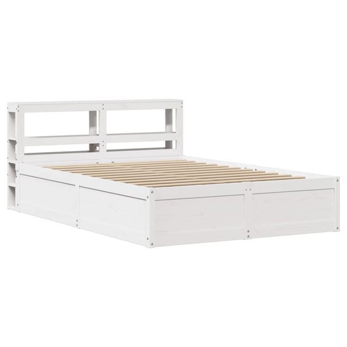 VidaXL Bed Frames and Headboard White 140x190 Cm Solid Pine Wood, Bedroom Furniture, Bed Base, Wooden Bed, 3306355