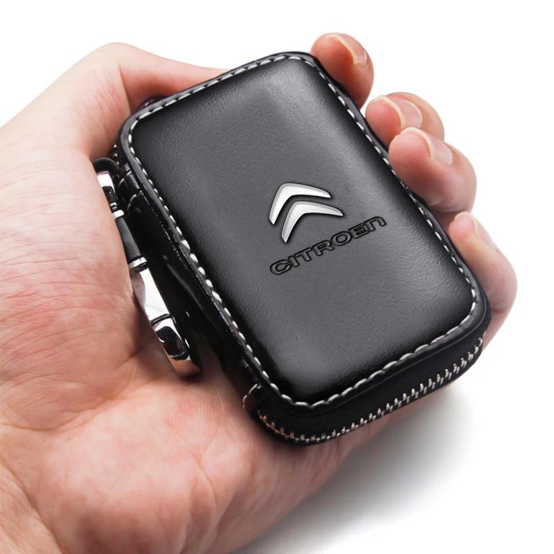 Leather Car Key Holder Car Keychain Bag Organizer Car Key Case for Citroen C4 C3 C5 C1 C2 Berlingo C-Elysee C4-Picasso aki256