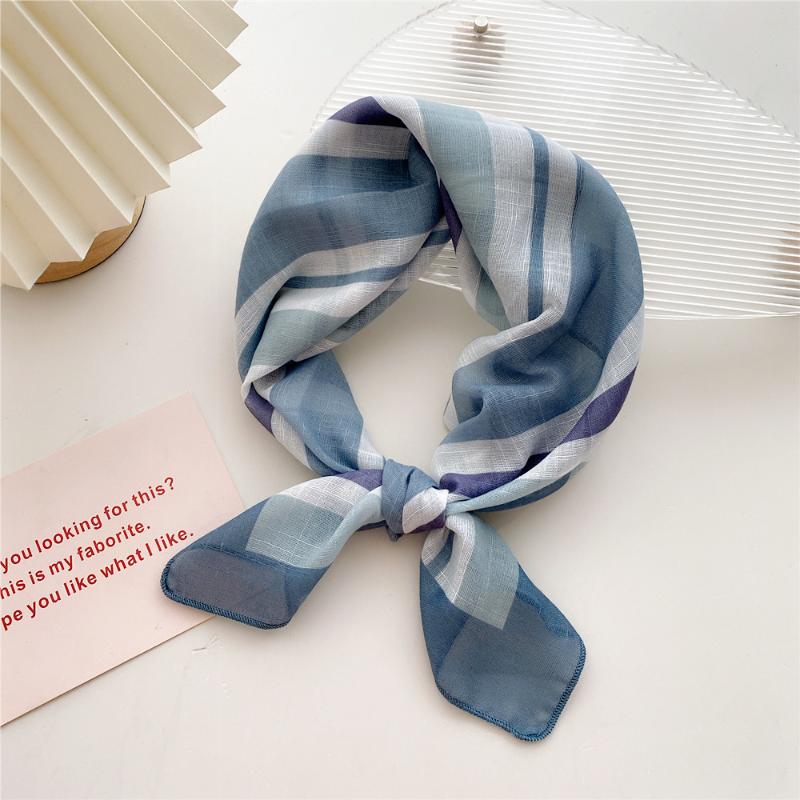 58cm Cotton Linen Women's Scarf Fashion Print for Hair and Neck Square Design