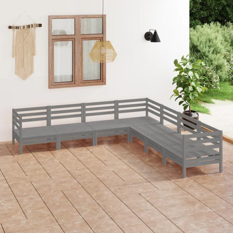 Day and Night - Day and Night Garden Furniture Set 7 Pieces Solid Gray Pine Wood