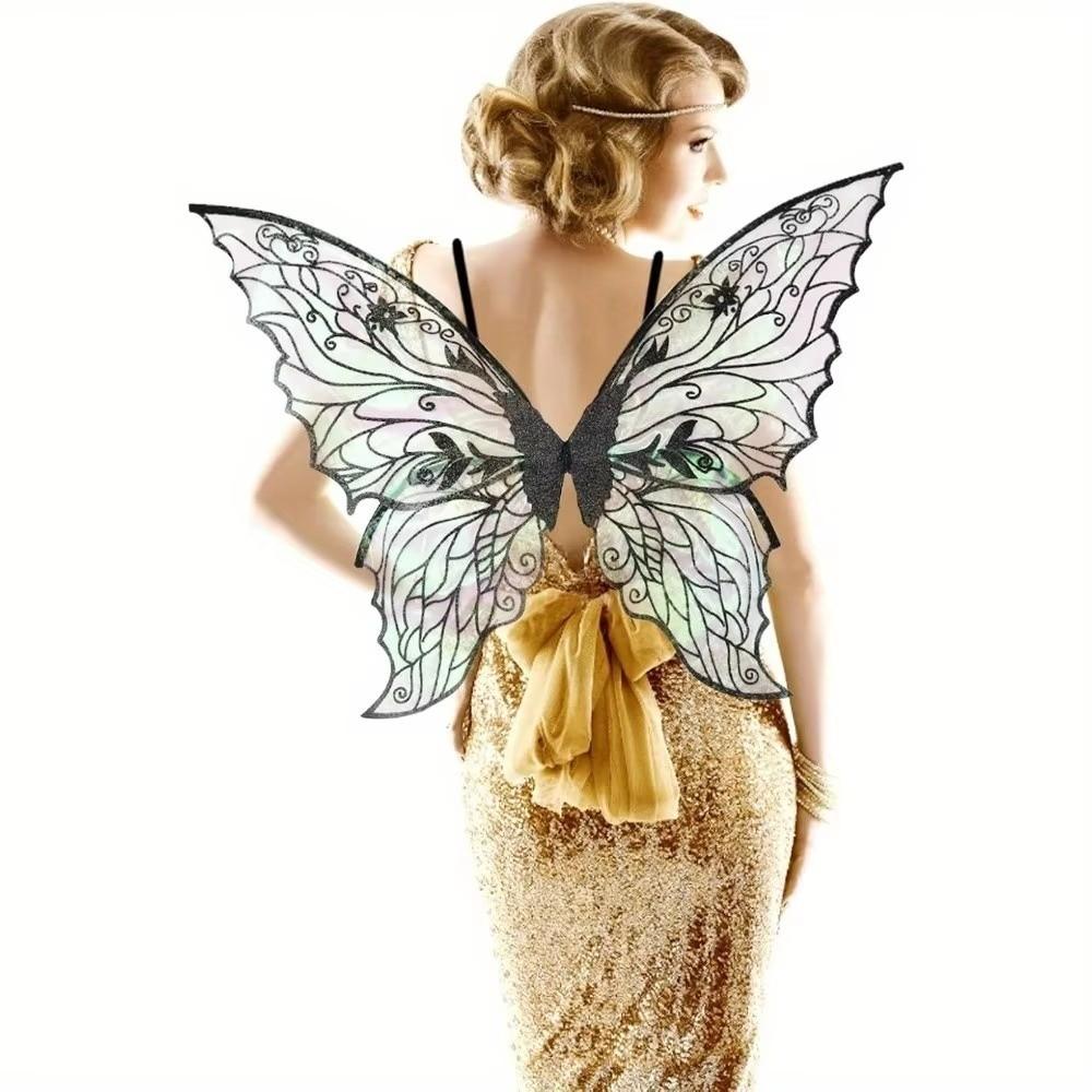 Sparkling Organza Butterfly Fairy Wings Gradient Sheer Costume Wing Set Cosplay Party