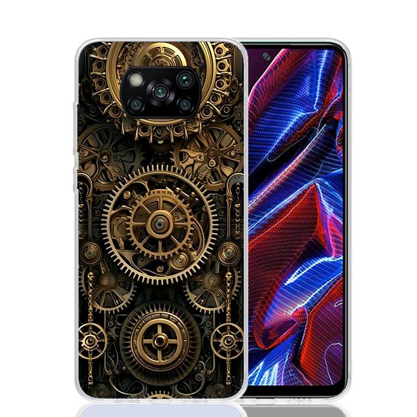 Steampunk Gear Mechanical Case Phone Cover for Xiaomi Redmi Note 10 9 9S 8 8T 7 5 Pro Mi 12T 11T 10T 9T 12 11 Lite A3 A2 Trend F