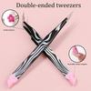 Double-Ended Eyelashes Extension Tweezers Makeup Tools Nail Art Tweezers With Silicone Pressing Head Nail Stickers Pick Up Clip