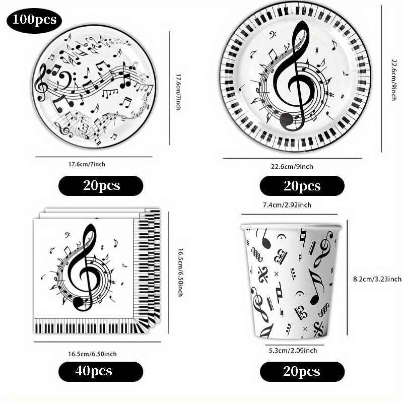 

100 шт. Украшения для вечеринки на музыкальную тему, принадлежности для декора концертов, тарелки, стаканы, салфетки, посуда для ужина с тематикой «Музыкальные социальные сети», украшения для дня рождения pack of 100