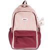 Schoolbag Korean version of the new high-value fresh college style contrasting color plaid backpack junior high school students lightweight