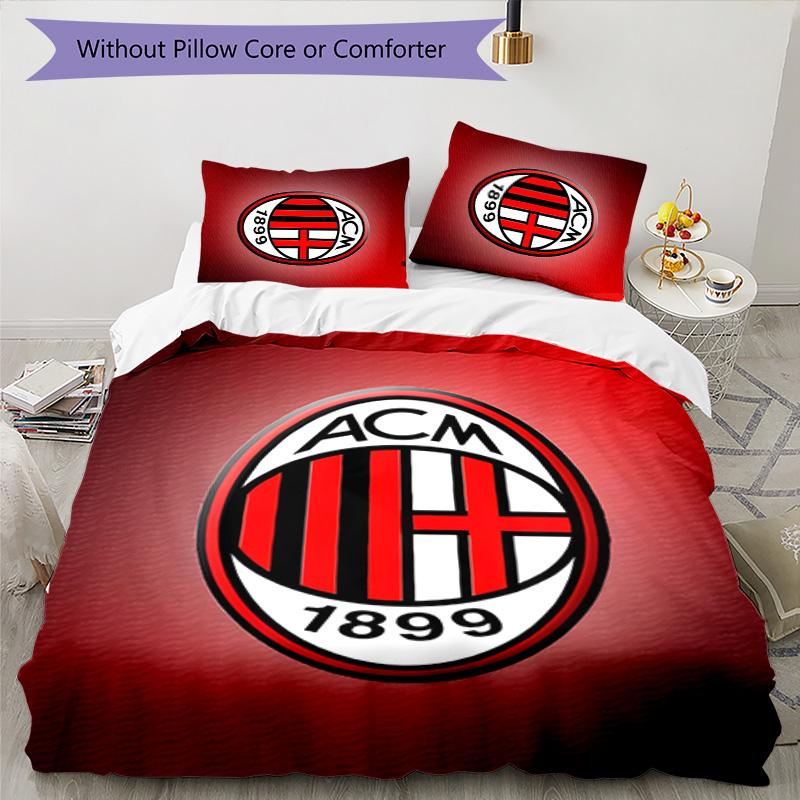 3pcs A-AC Milan Design Cover Set - HD Printed Bedding with 1 Cover and 2 Pillowcases - Perfect for Home and Dorm Decor