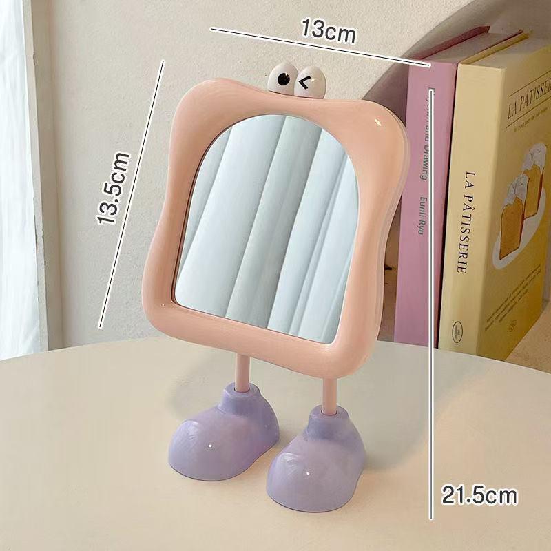 Cute Cartoon Large Eye Makeup Mirror Desktop Footstool Women'S Makeup Supplement Mirror High Aesthetic Value Mirror