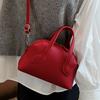 Vintage niche portable shell bag women's 2025 new fashion lychee pattern bowling bag commuter shoulder messenger bag