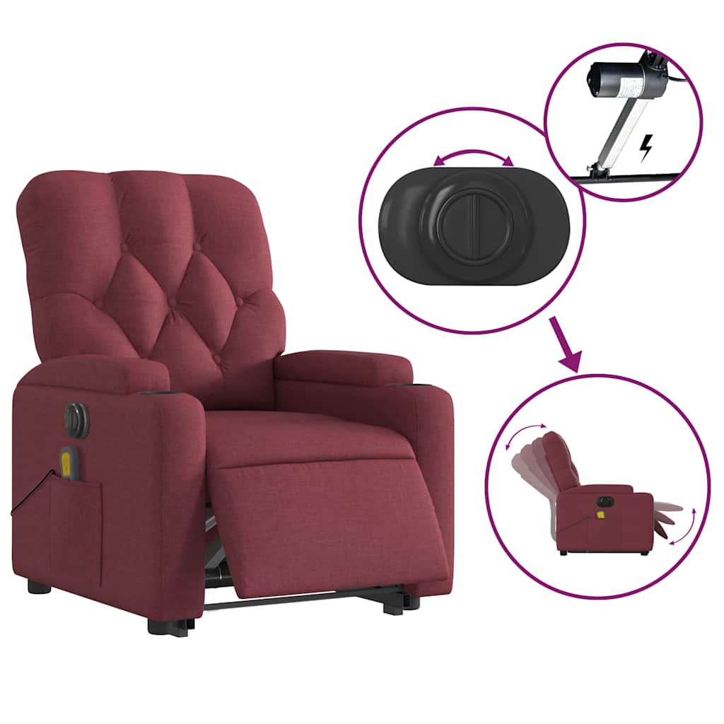 Vidaxl Lift-Up Massage Chair, Electric, Reclining, Red