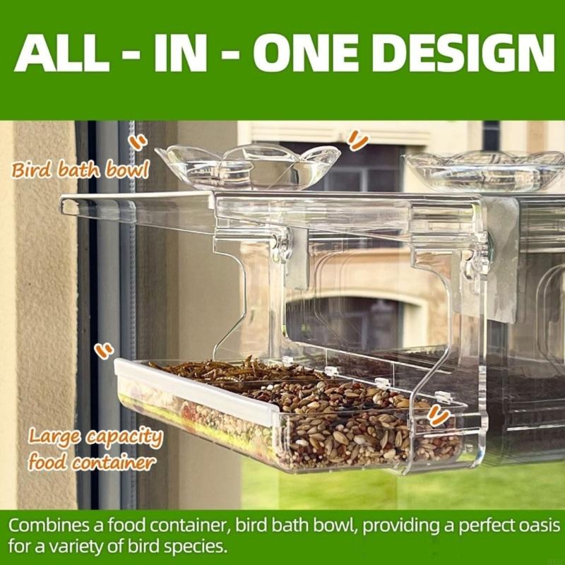 Průhledný krmítko pro ptáky s designem pro montáž na přísavku Pro snadnou instalaci na okno Venkovní pozorovací krmítko HX6C