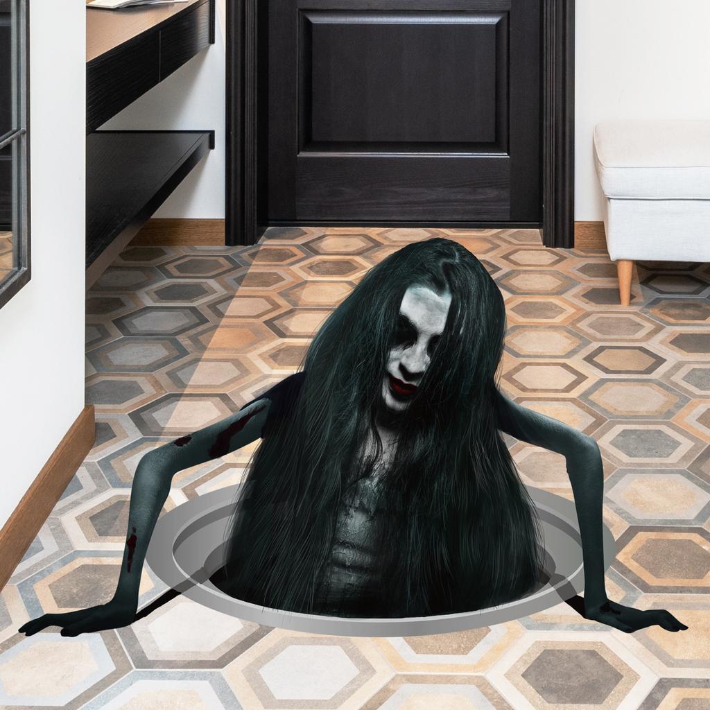 3D Halloween Wall Decals Ghost Halloween Wall Floor Stickers Decorations Removable Scary Decorations for Window Wall Floor
