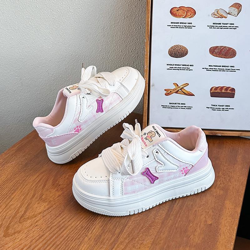 

New Trendy Women s White Skate Shoes – Spring Arrival, Breathable, Thick Sole, Versatile Casual Footwear Size 31, Length 19.6CM рожевий