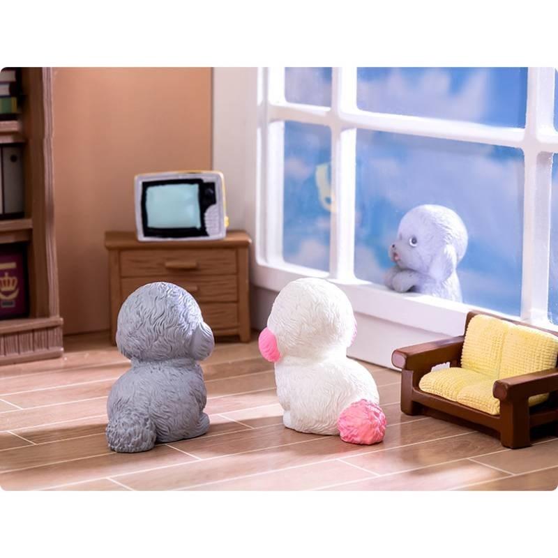 Adorable Miniature Dog Figurine Cute Resin Craft Desk Accessories Diy Decor