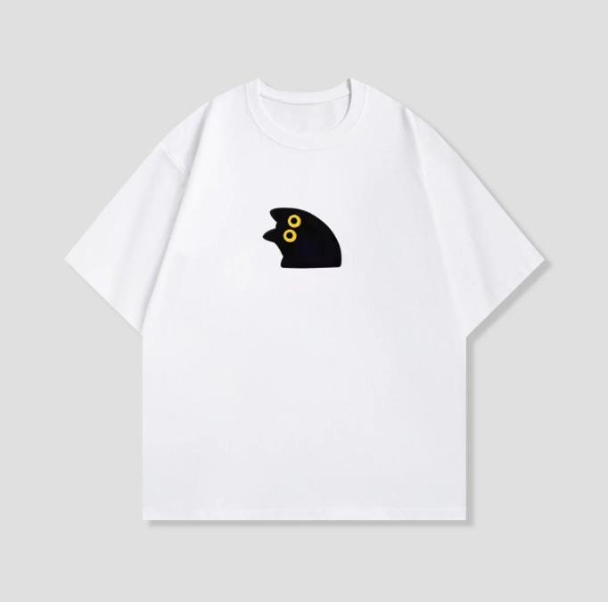 

Minimalist Black Cat Shortsleeved Printed Tshirt Top Unisex Cute Cartoon Small Cat Graphic Casual Streetwear for Daily Wear 4XL