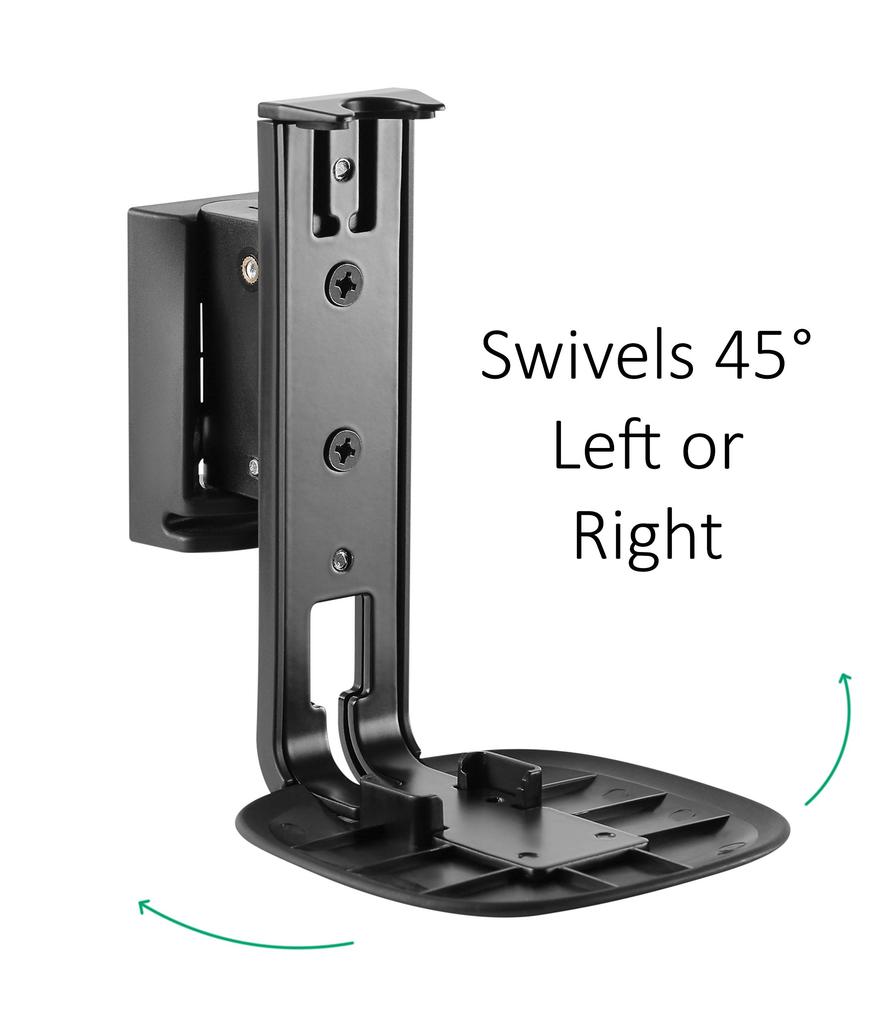 Adjustable Wall Mount Bracket Compatible with Sonos One 1 Speaker 2 Pack ynVISION.DESIGN One, SL, Play (Black)