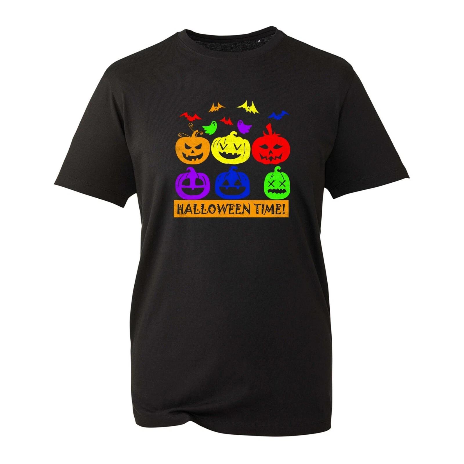 Halloween Time T-Shirt, Funny Horror Face Pumpkin Boo Halloween Gift Unisex Top 4XL