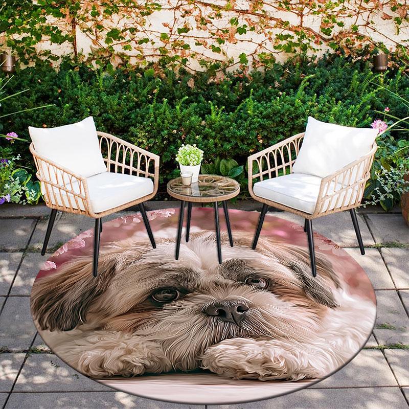 Cute Shih Tzu Pattern Round rug,Carpet Rug for Living Room Bedroom Playroom ,Non-slip Floor Mat,Holiday Gifts and Birthday Gifts.