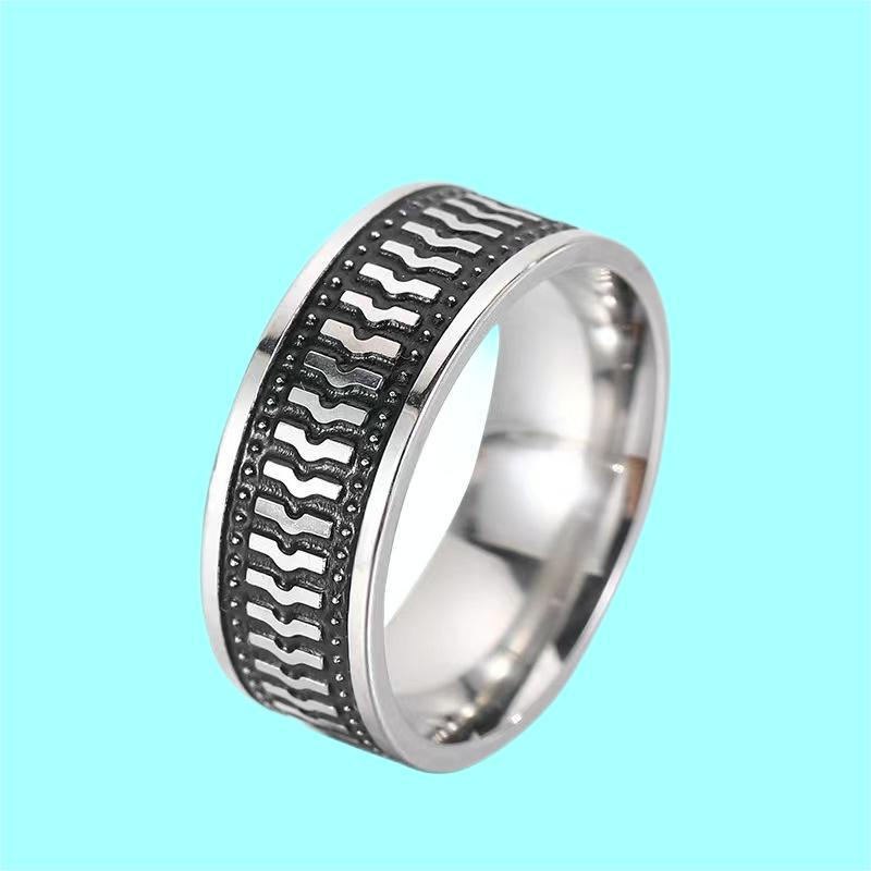 1Pcs Men's and Women's Ethnic Style Simple Retro Stainless Steel Ring
