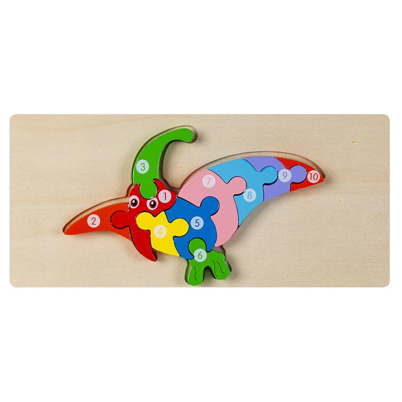 3D Wooden Buckle Puzzle: Educational Toy for Early Learning - Numbers, Transportation, and Animal Blocks