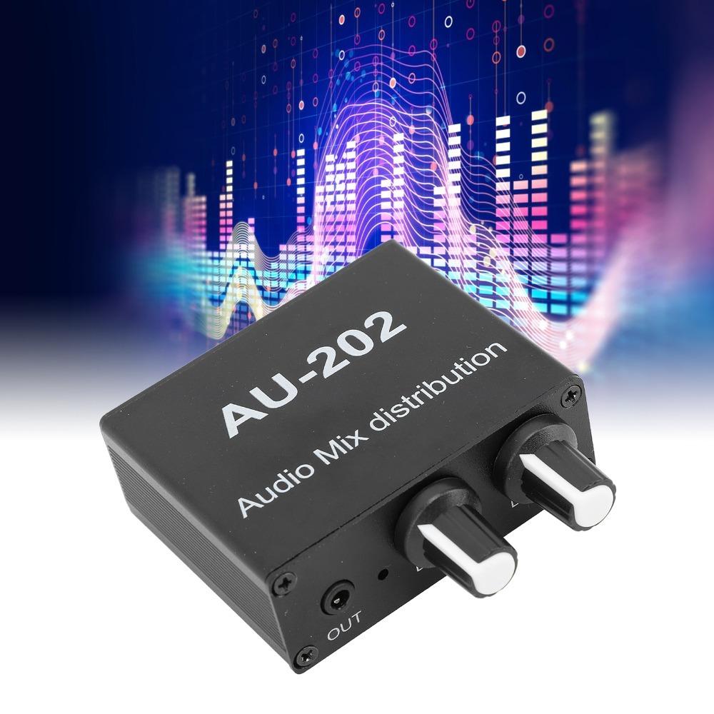 Independent Volume Control Small Sound Mixer 2 In 2 Out Dual-Channel Stereo Mixer  For Headphone