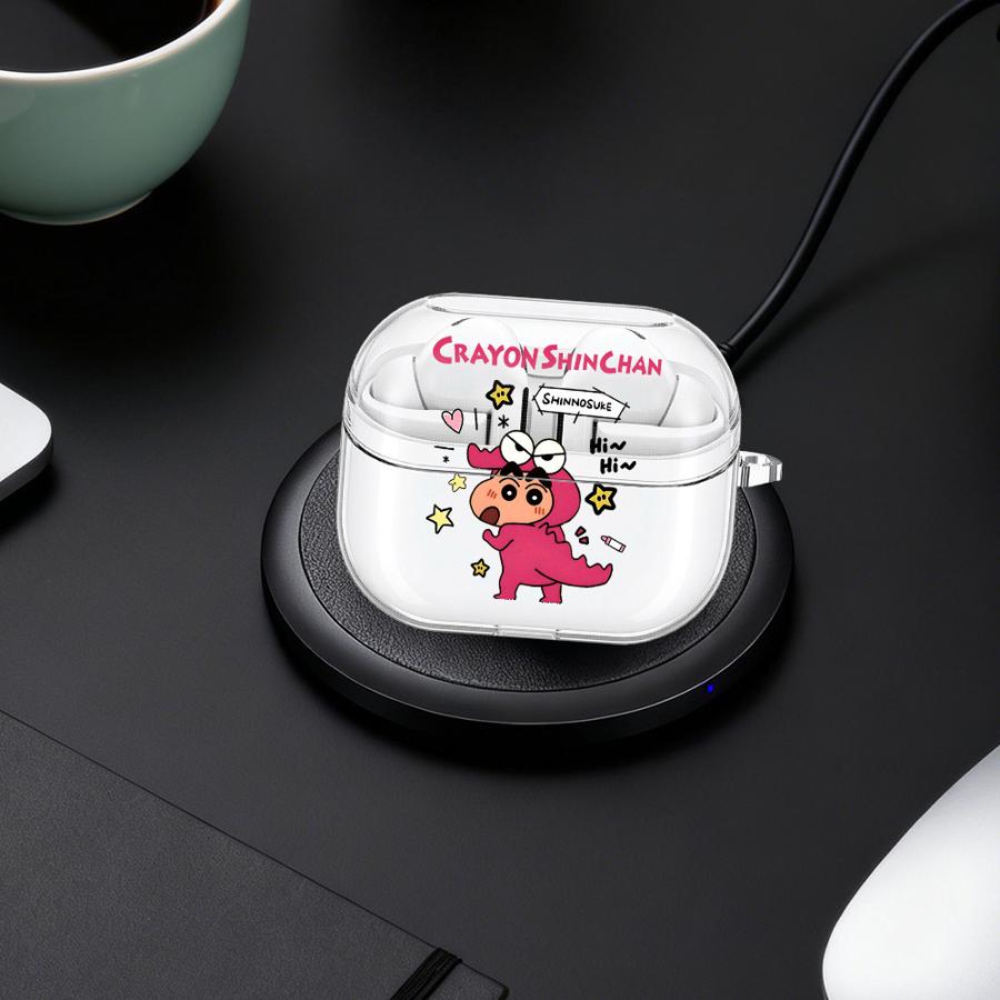 Case For Samsung Galaxy Buds 4 Pro Live 2 2Pro 4Pro 3 FE 3Pro Clear Earphone Cases Cover With Hook Cute Crayon Shin Chan